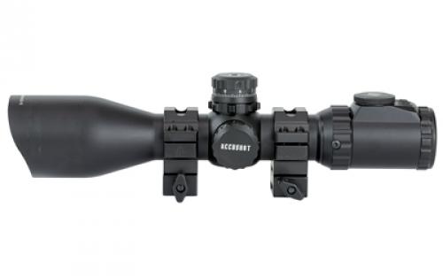 Leapers, Inc. - UTG Accushot Precision Series Rifle Scope, 3-12X44, Illuminated Mil-Dot Reticle, Compact, Adjustable Objective, 36 Colors, Includes EZ-TAP Rings, Black SCP3-UM312AOIEW