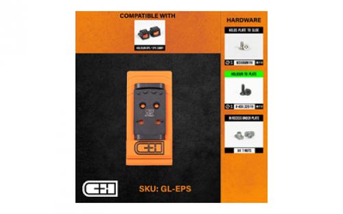 C&H Precision Weapons V4, Optic Mounting Plate, For Glock MOS (Not 43X), Fits Holosun EPS/EPS Carry, Anodized Finish, Black GL-EPS