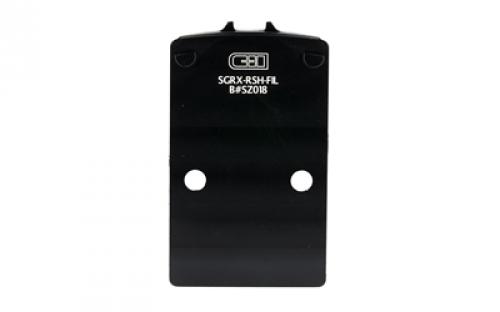 C&H Precision Weapons CHP Adapter Plate, Converts the Sig P320X (X-FIVE, X-COMPACT, X-CARRY) with RXP ROMEO1 Pro Slide Cut to Trijicon RMR/SRO, Holosun 407C,507C,508C,508T, Anodized Finish, Black, Includes Mounting Hardware SGRX-RSH-FIL