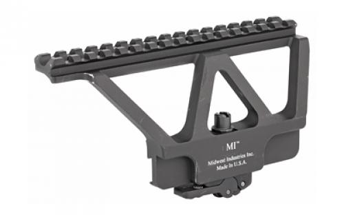 Midwest Industries MI-AKSM Mount System, Attaches to Rifles with Built in AK Receiver Rail Interface, T-marked, 6061 Aluminum, 6.75 Rail, Elite QD System for No Tool Adjustment and Repeat Zero, Black (Will not fit Century Arms with Side Rail) MI-AKSM