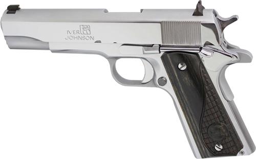 IVER JOHNSON 1911A1 .38 SUPER 5 FS 9RD CHROME BLACK WOOD